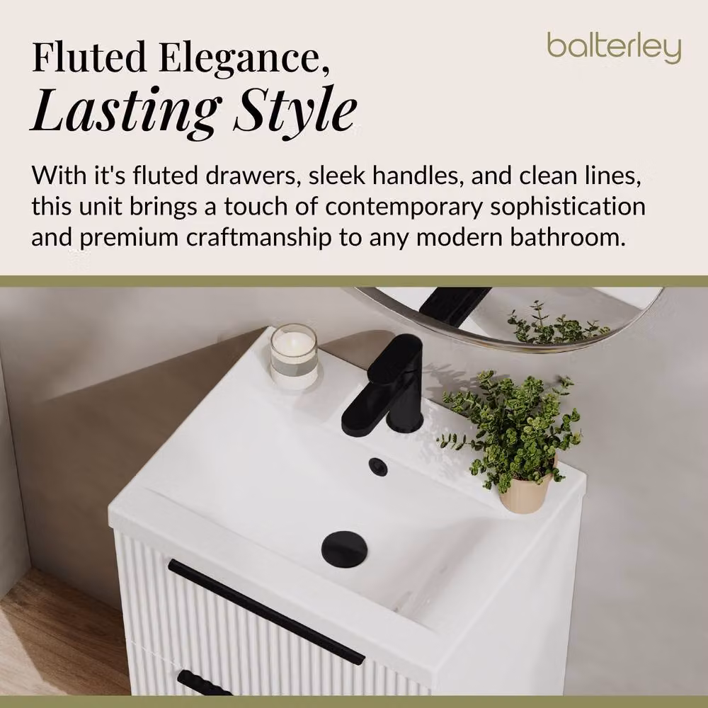 Balterley Contemporary 2 Drawer Vanity Basin Unit in Satin White, Width: 50 cm – 2
