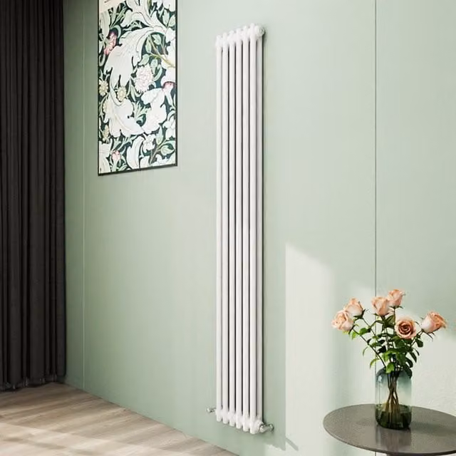 AicaBathroom Vertical Traditional Cast Iron Style 2 Column Radiator in White, H 180 cm x W 29 cm x D 29 cm