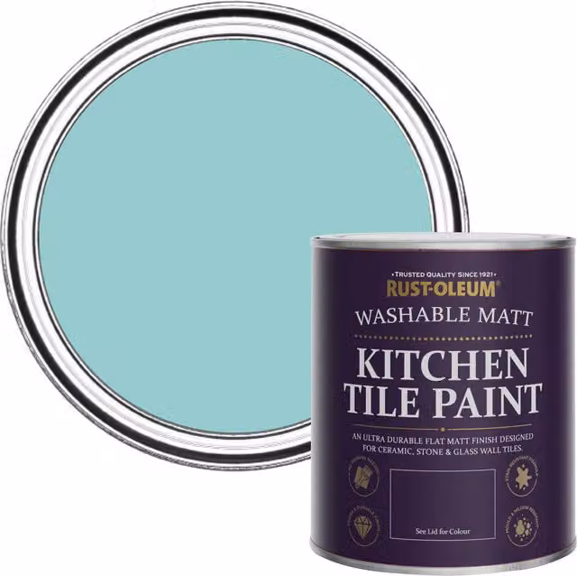Rust-Oleum Water-Based Kitchen Tile Paint in Matt Finish, Petrol Blue, 0.75 l