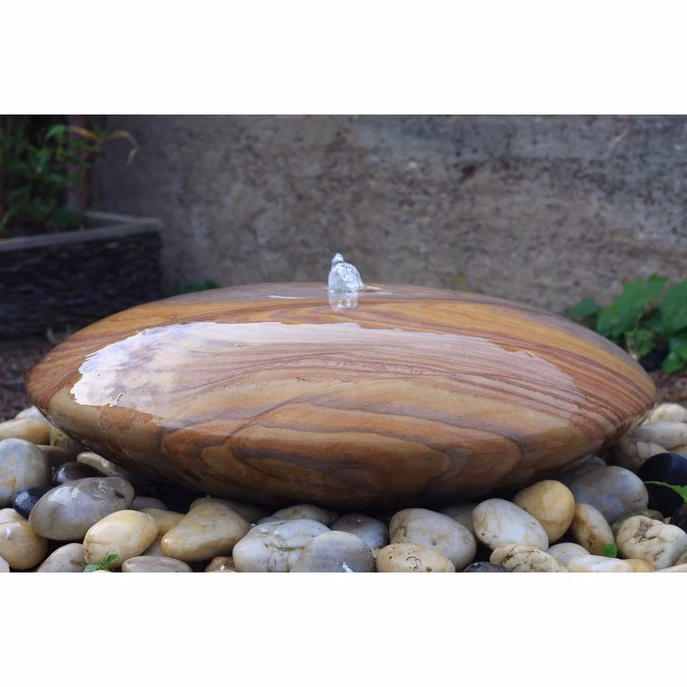 Buttercup Farm Rainbow UFO Pebble Tabletop Fountain Water Feature with Pump and Light in Brown – 2