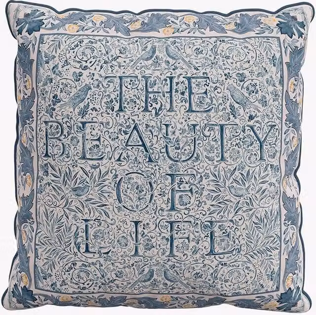 Morris & Co Trent Blue Floral Cotton Square Cushion W/D/H: 50 x 50 x 50 cm