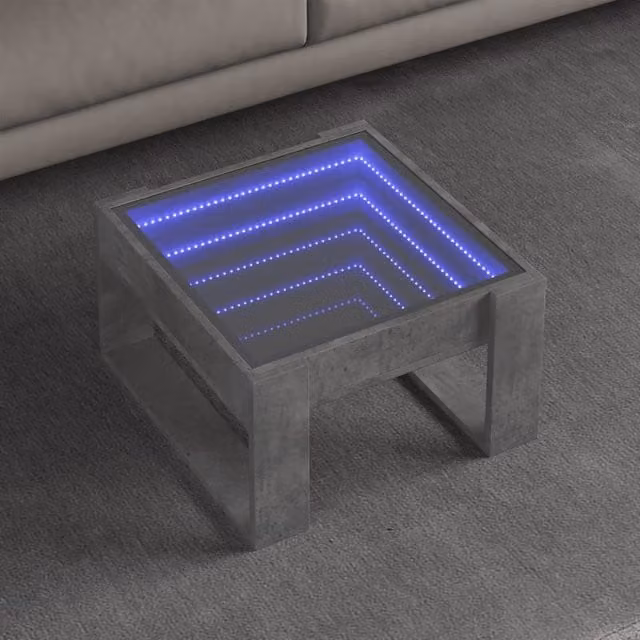 Berkfield Home Infinity LED Coffee Table in Concrete Grey, W: 50 cm, D: 53 cm, H: 30 cm – 1