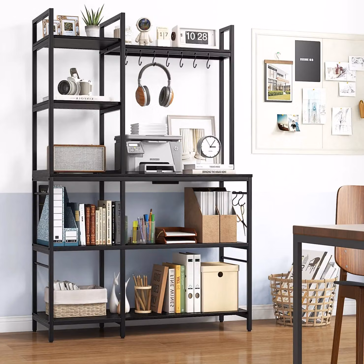 Costway 5-Tier Bakers Rack and Coffee Bar Table in Black, Height: 159 cm – 6