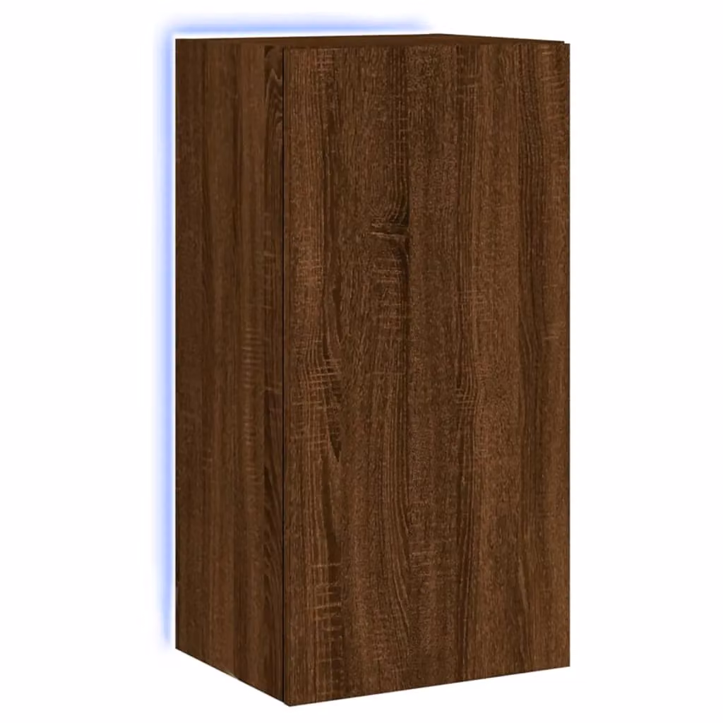 Berkfield Home Modern Wall Mounted TV Cabinet with Integrated LED Lights in Brown Oak, W/D/H: 40.5 x 35 x 80 cm – 2