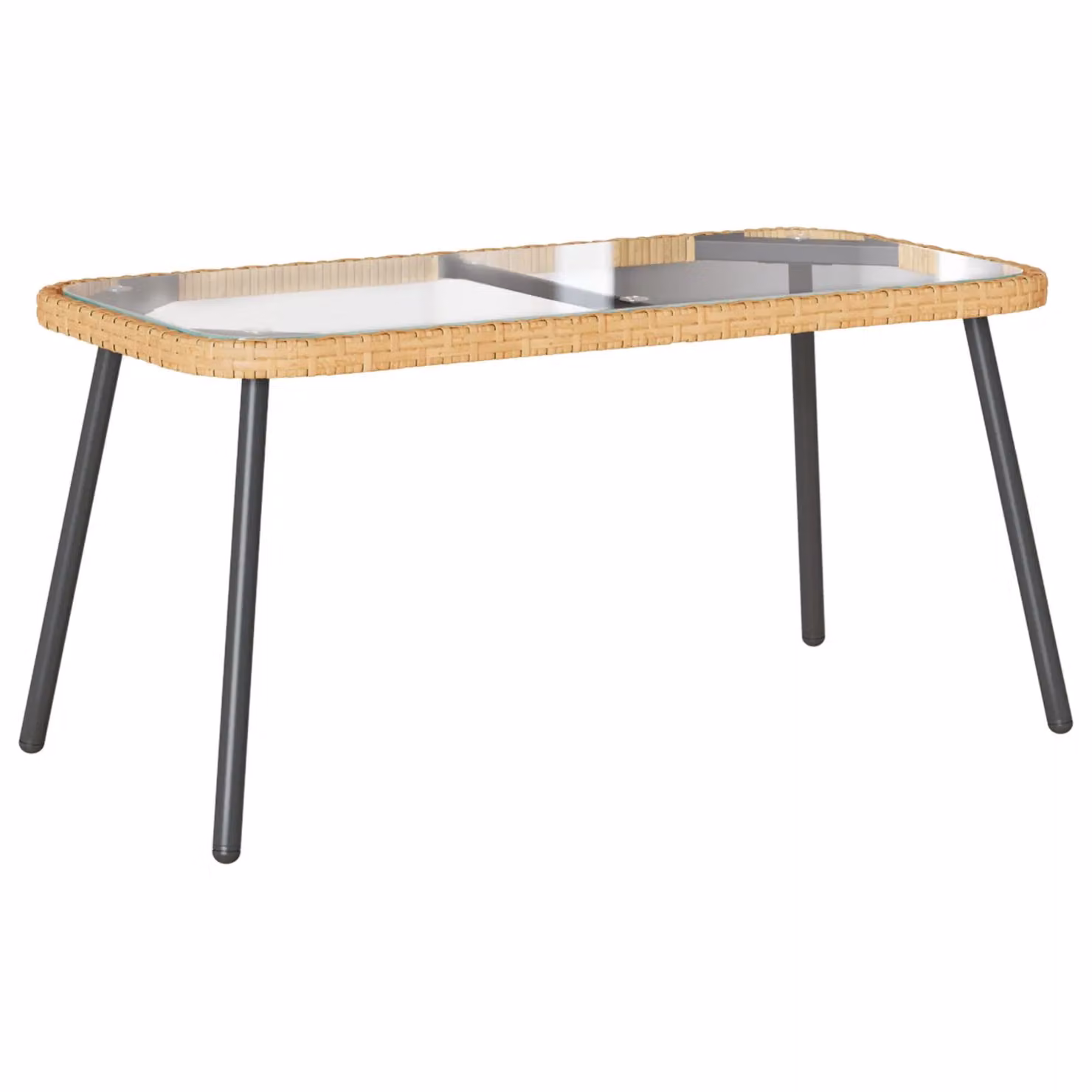 Berkfield Home Modern Rattan and Glass Coffee Table in Brown and Black, W/D/H: 90 x 45 x 43 cm – 2
