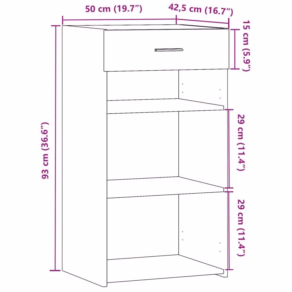 Berkfield Home Grey Sonoma Modern Sideboard, W/D/H: 50 x 42.5 x 93 cm – 4