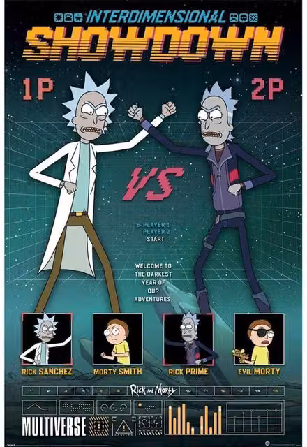Rick & Morty Showdown Multicolour Paper Poster
