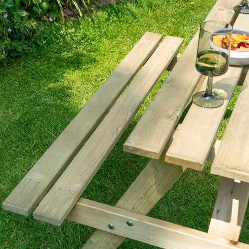 Rowlinson Traditional 4 Seater Wooden Picnic Table in Brown, L120 x W120 x H71 cm – 3