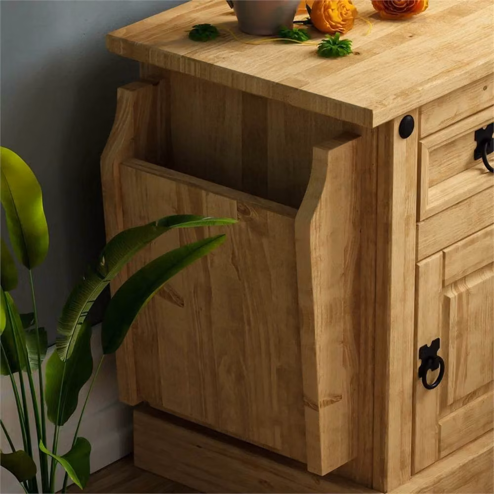 Nordara Brown Solid Waxed Pine 1 Drawer Mexican Cupboard Unit W: 100 cm, D: 100 cm – 5