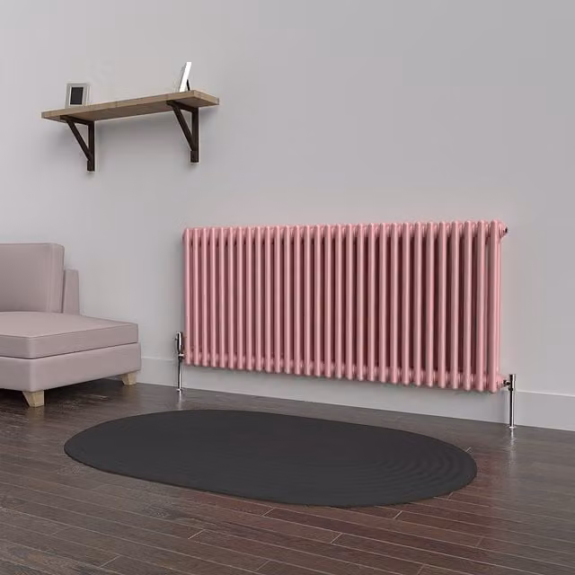 Lux Heat Horizontal Column Radiator in Pastel Pink, W: 60.0 cm, H: 137.0 cm