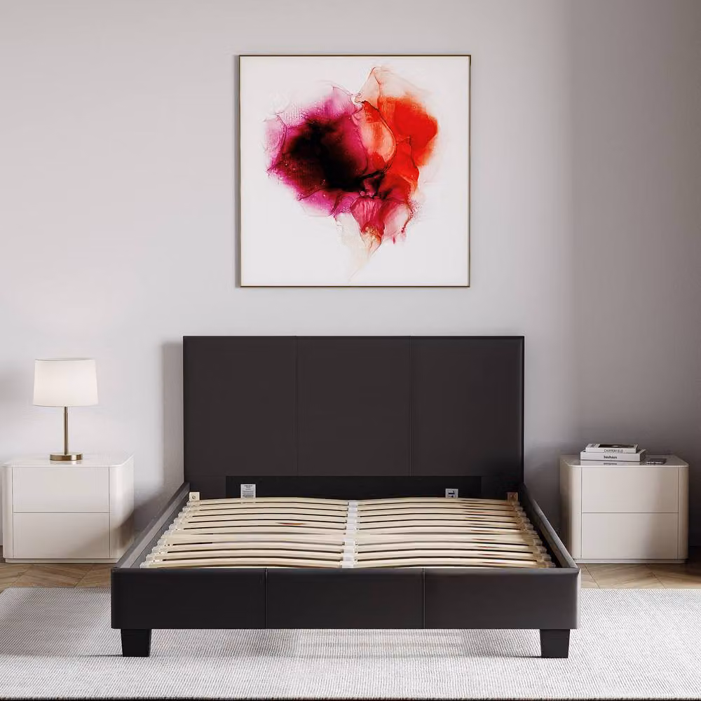 HD Designs Lisbon Small Double Upholstered Faux Leather Bed Frame in Black, W/D/H: 120 x 200 cm – 7