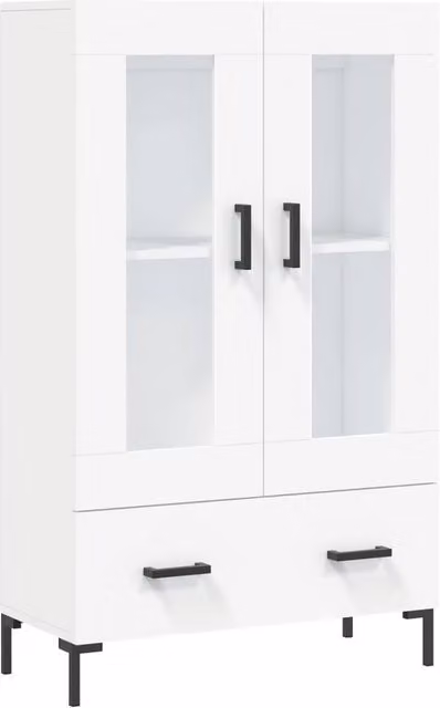 Berkfield Home Modern White Highboard with Glass Doors, W/D/H: 69.5 x 31 x 115 cm – 1