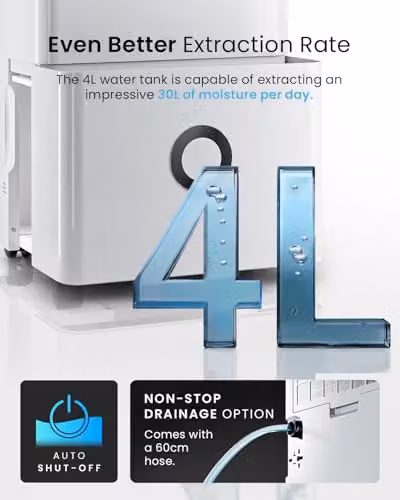 Pro Breeze 30L High Capacity Smart Dehumidifier with App Control and Wi-Fi, White – 3