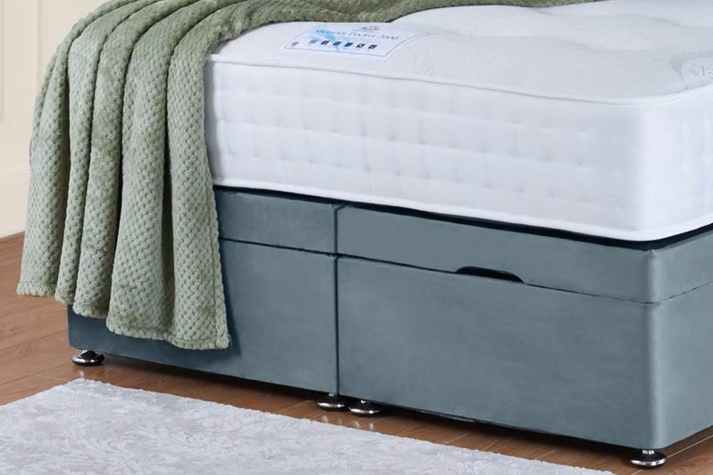 UK Bed Furniture Victoria End Lift Divan Ottoman Bed with 54 Inch Headboard in Light Blue, W/D/H: 120 x 200 cm – 3