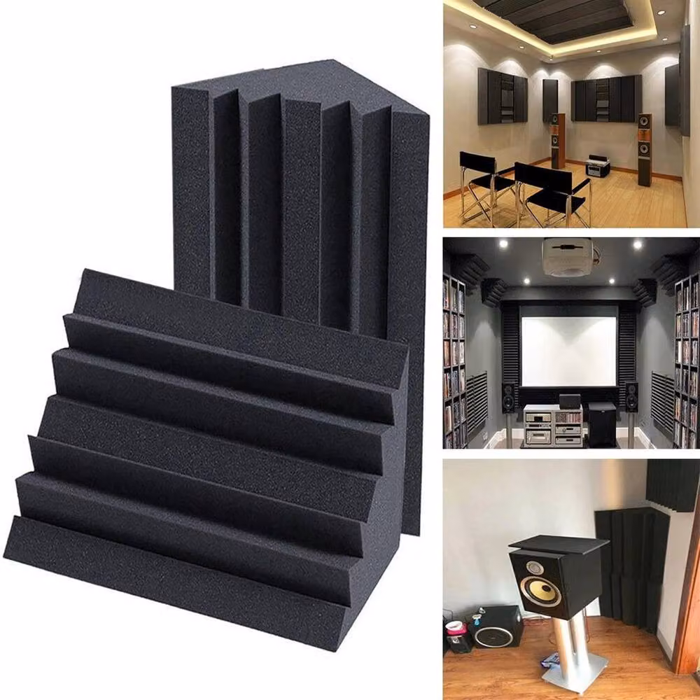 Hinsinc 12-Piece Acoustic Foam Corner Bass Trap, Black – 5