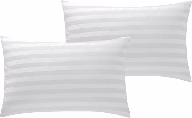 Roseley 250TC White Mako Satin Striped Cotton Duvet Cover and Pillowcase Set