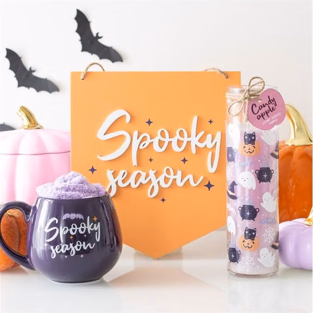 KDMK Orange Spooky Season Halloween Hanging Wall Plaque