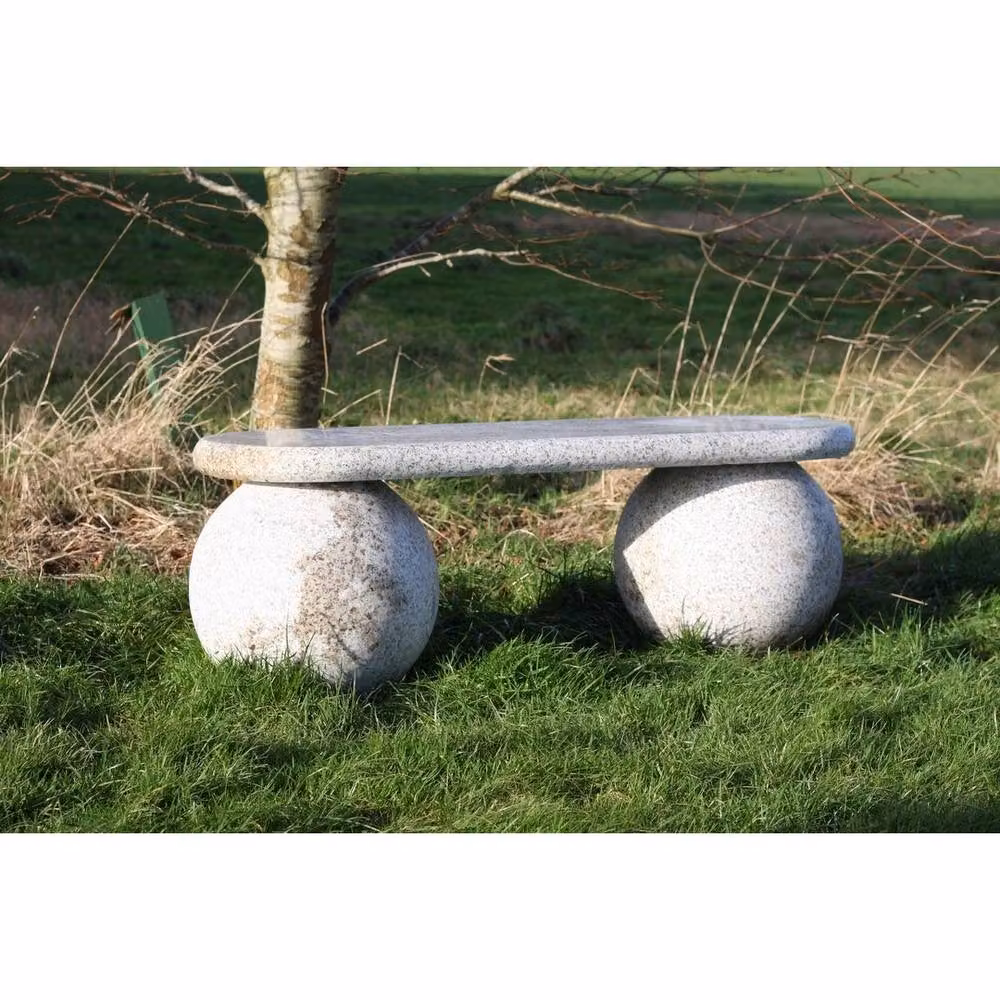 Buttercup Farm Grey Granite Ball Legged Garden Bench, W: 120 cm, D: 40 cm – 2