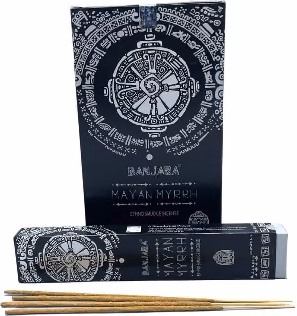 Banjara Handcrafted Mayan Myrrh Tribal Smudge Aromatic Incense Sticks in Brown and Black