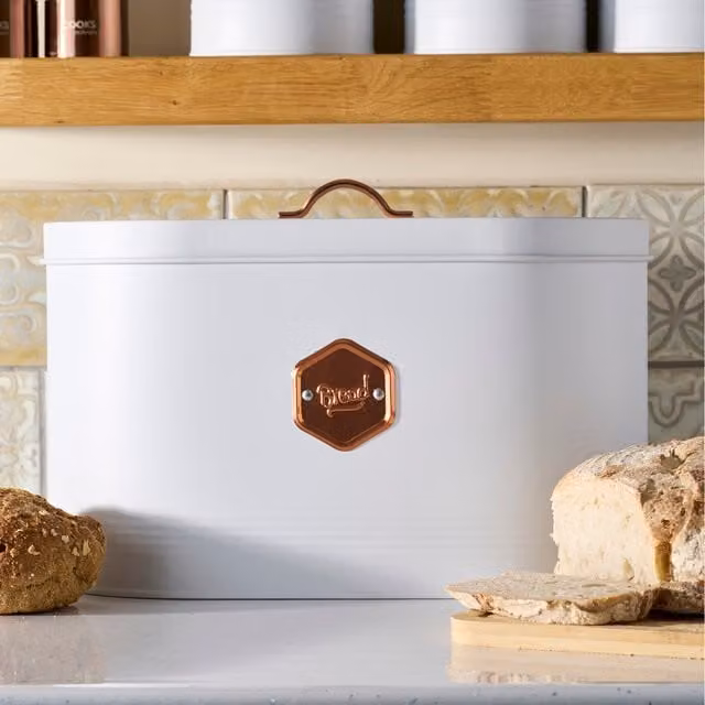 Cooks Professional Ventilated Metal Bread Bin in White