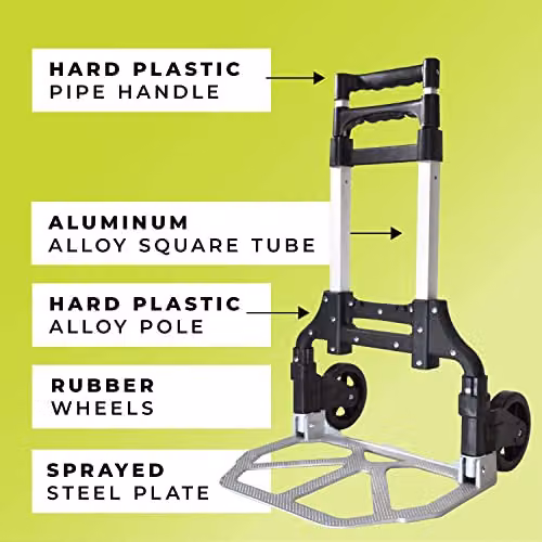 WMR Heavy Duty Aluminium Folding Hand Truck Trolley in Silver with 80kg Max Load Capacity – 2