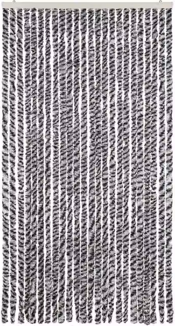Berkfield Home Striped Chenille Soft Fly Curtain in Grey, Black and White, W/H: 100 x 230 cm