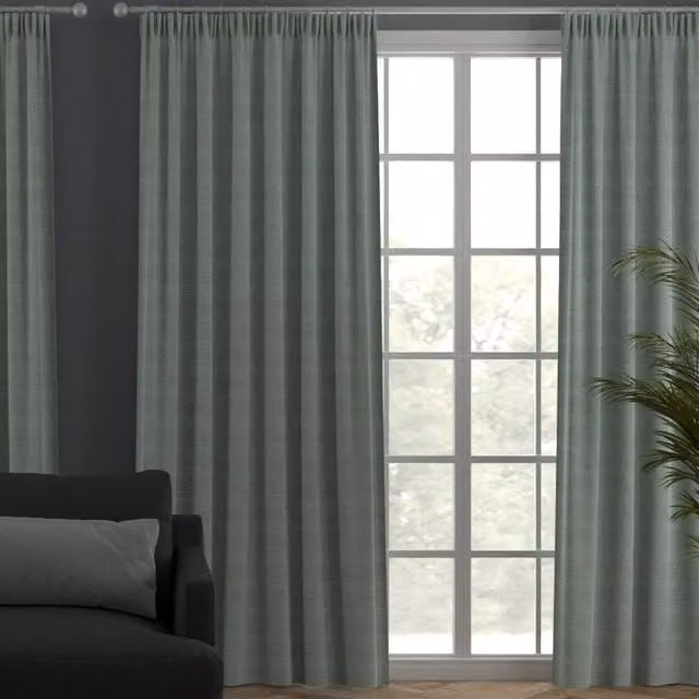 Terrys Olla Made to Measure Blackout Striped Fabric Curtain Panel in Duckegg Green
