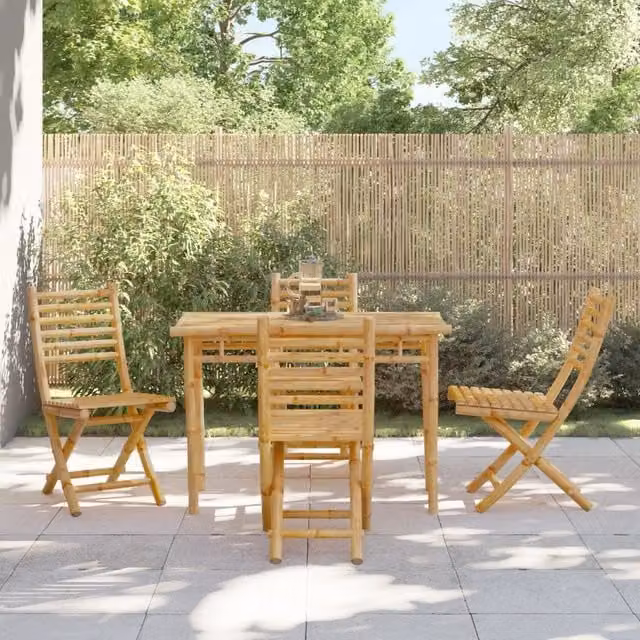 Berkfield Home Set of 4 Folding Bamboo Garden Chairs in Brown, W/D/H: 43 x 54 x 88 cm – 1