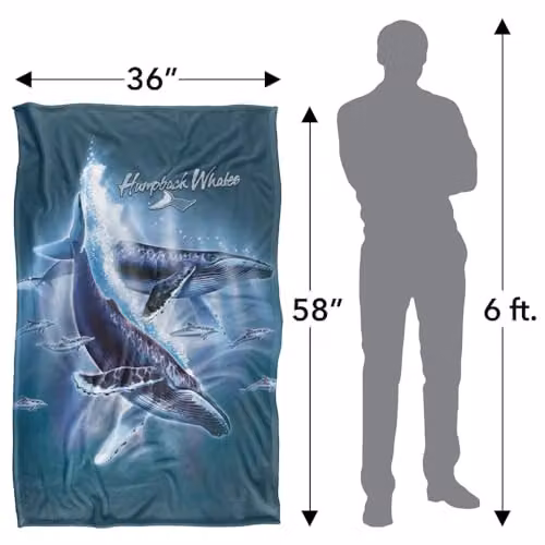 JQ Licensing Humpback Whales Silky Touch Super Soft Fleece Throw Blanket, Multicolour, W: 91 cm, D: 147 cm – 4