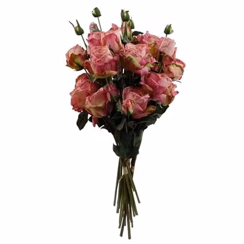 Pink Rose Leaf Design Artificial Textile Tabletop Flowers – 1