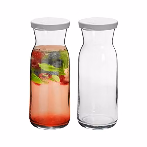 Argon Tableware Brocca Glass Carafes with Lids, Pack of 2, Transparent, 700ml each – 1