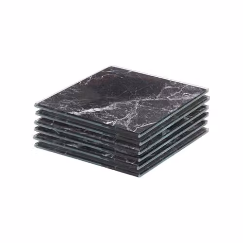 Harbour Housewares Set of 6 Square Black Glass Coasters – 1