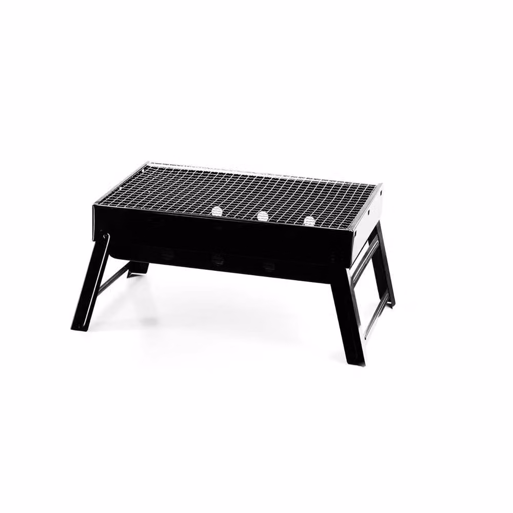 KORVIXA Portable Folding Charcoal BBQ Grill, Black, W/D/H: 100 x 100 x 100 cm – 4