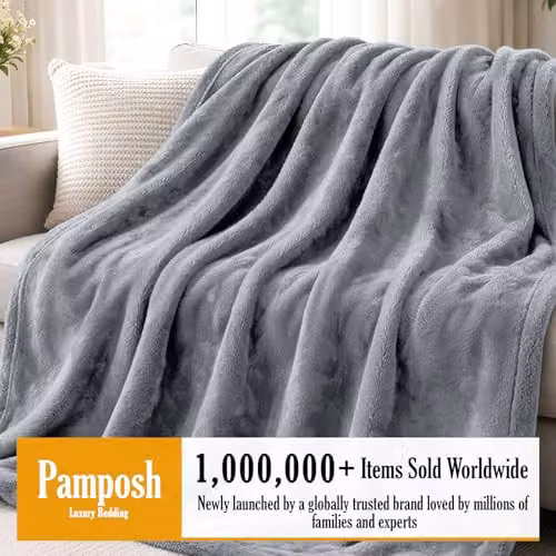 Pamposh Silver Flannel Fleece Throw Blanket, W/D/H: 130 x 150 cm – 2