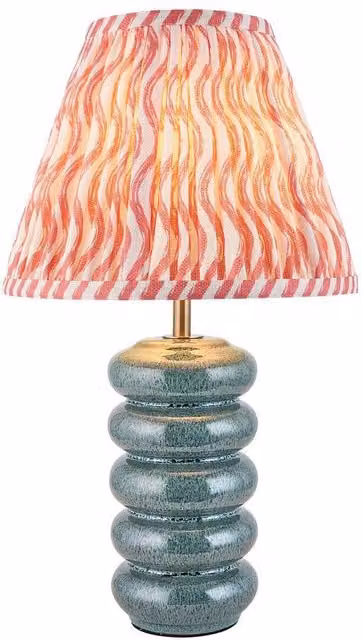 Netlighting Squash Ocean Spray Glaze Table Lamp in Pink with Fabric Ripple Shade, 25cm, B22