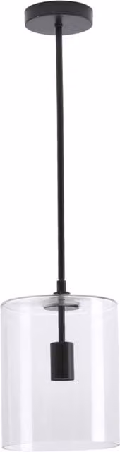 Living Star Modern Matte Black Metal and Transparent Glass Cylinder Pendant Light