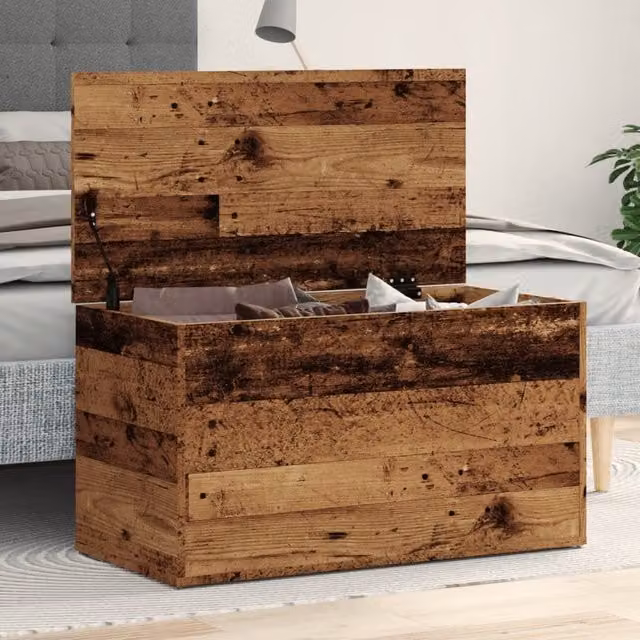 Berkfield Home Storage Chest in Old Wood Brown, W/D/H: 84 x 42 x 46 cm