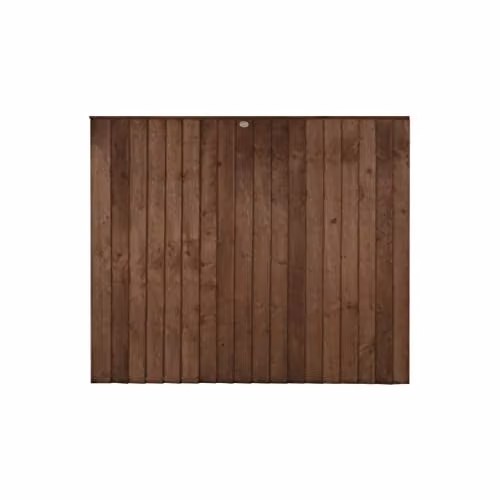 Forest Garden Brown Impregnated Wood Closeboard Fence Panels, Pack of 5, W: 182.88 cm, H: 167.64 cm