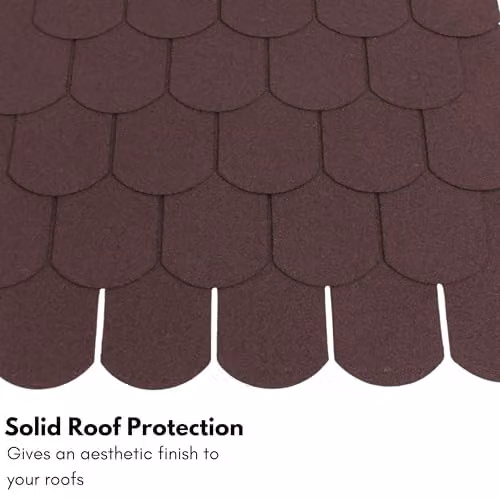 NOVECRAFTO Brown Fish Scales Design Premium Asphalt Roof Shingles, 25 Pieces Covering 3 sqm, W/H: 80 x 31.5 cm – 5