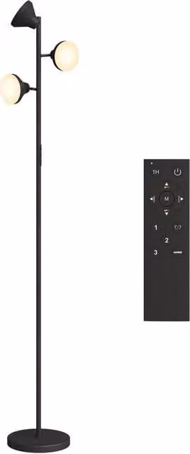 Nordara RGB LED Floor Lamp in Black with 3 Rotating Heads, Dimmable and Remote Controlled