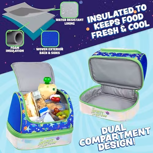 Disney Toy Story Buzz Lightyear Insulated Kids Lunch Bag with Dual Compartments in Green and Multicolour – 4
