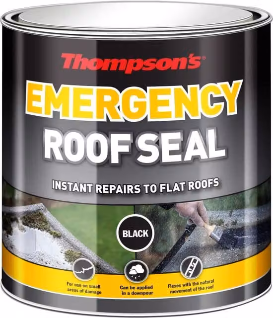 Ronseal Thompson's Emergency Roof Seal Waterproof Liquid Membrane, 2.5 l, Black
