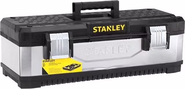 Stanley Galvanised Metal Toolbox with Inserts, Black, Width: 58 cm – 1