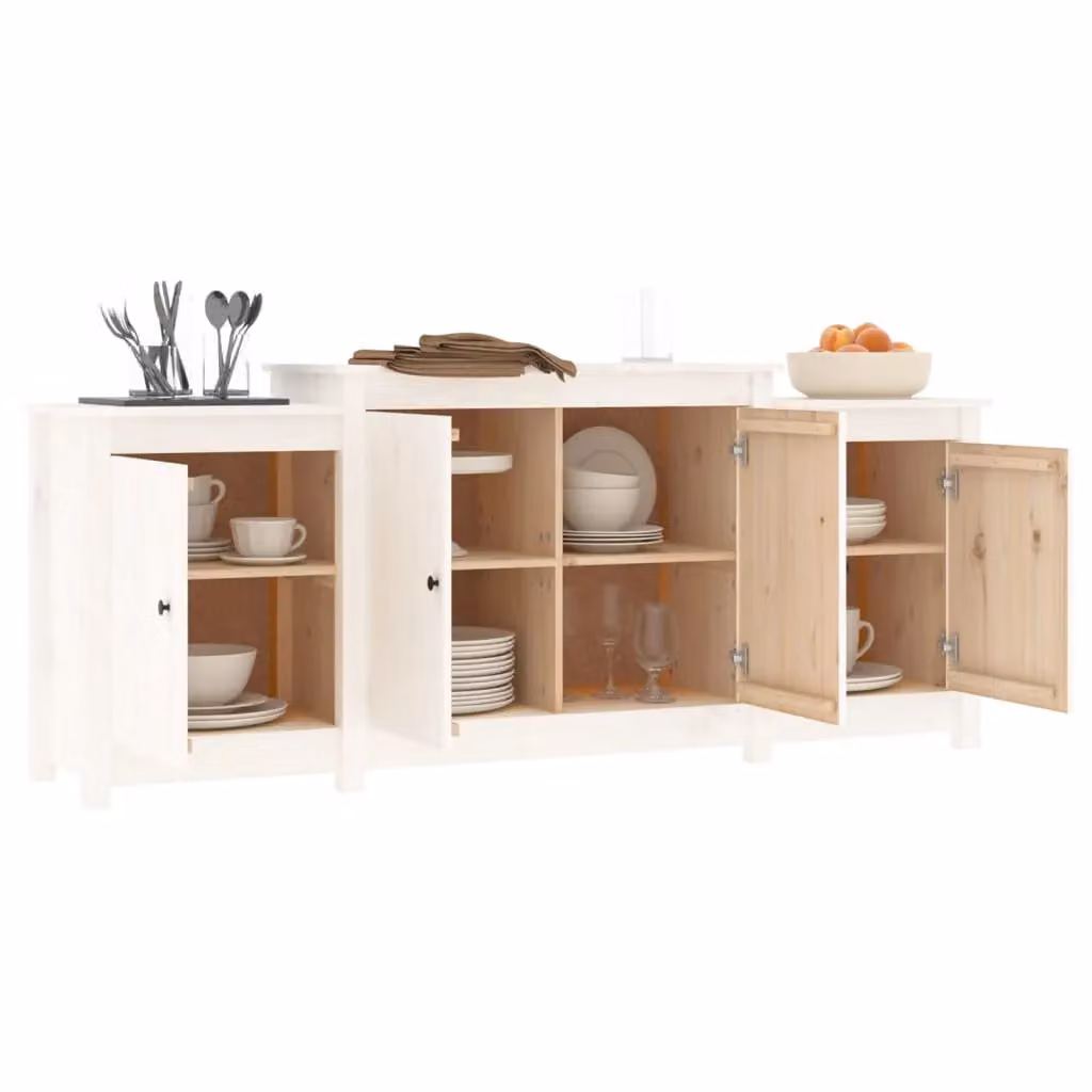 Berkfield Home White Rustic Solid Wood Pine Sideboard W/D/H: 164 x 37 x 68 cm – 2