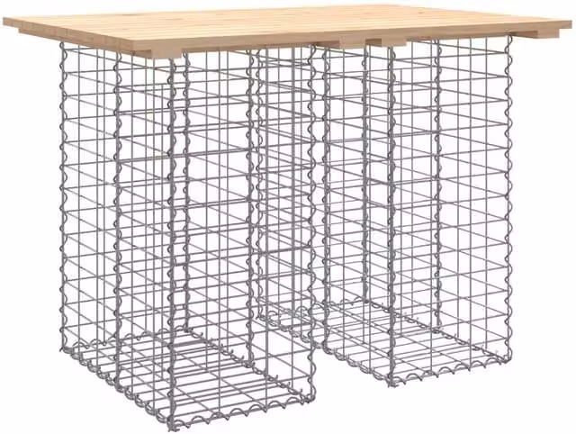 Berkfield Home Gabion Design Garden Bench in Brown Solid Pine Wood, W/D/H: 100 x 70 x 72 cm