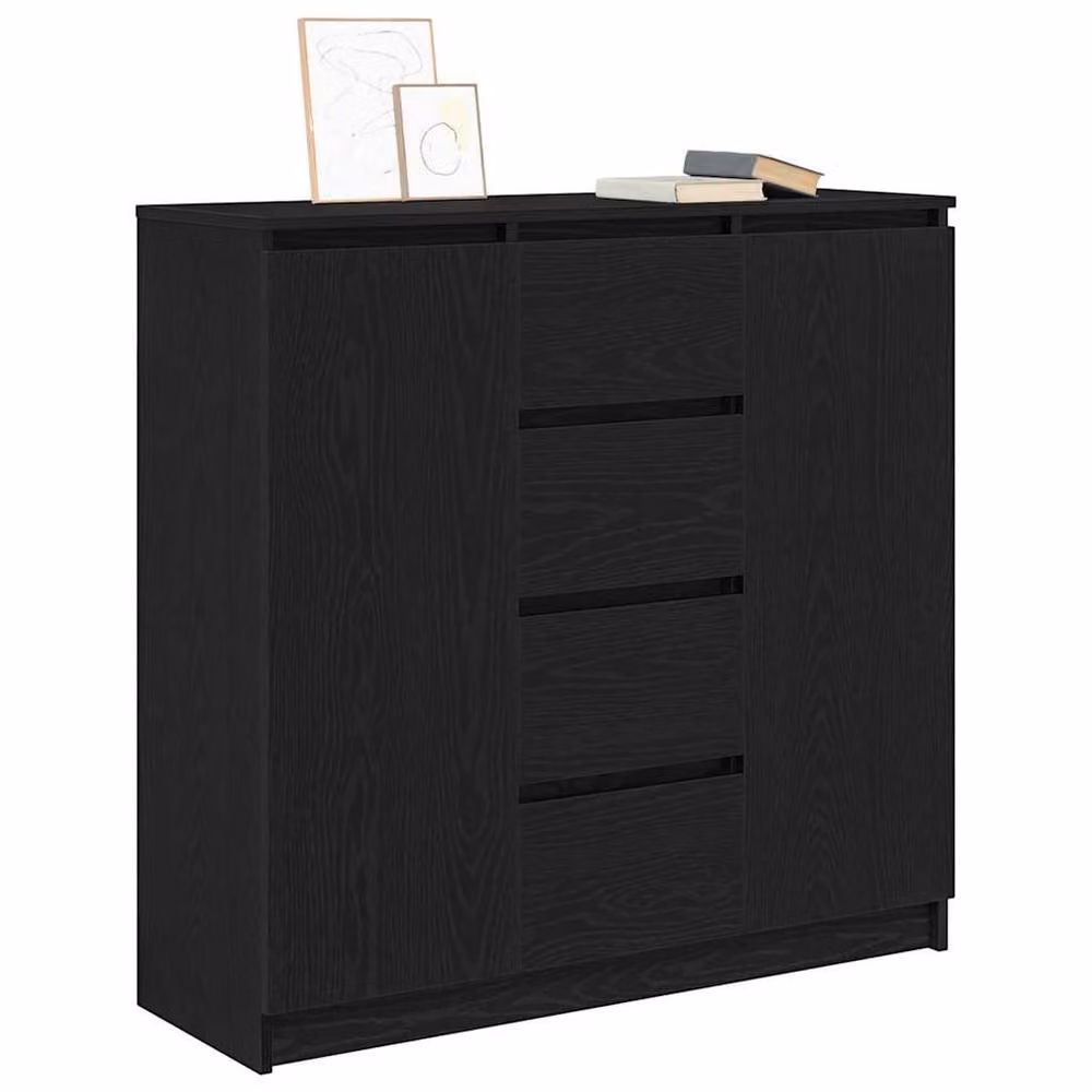 Berkfield Home Modern Sideboard with Drawers in Black Oak, W/D/H: 100.5 x 35.0 x 98.5 cm – 3