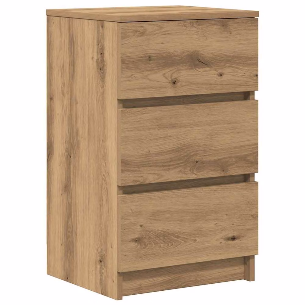 Berkfield Home Artisan Oak Bedside Cabinet with 3 Drawers in Brown, W/D/H: 39 x 35 x 65 cm – 2
