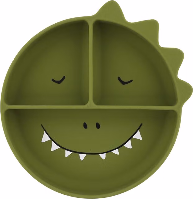 Trixie Mr. Dino Silicone Divided Suction Plate in Green – 1