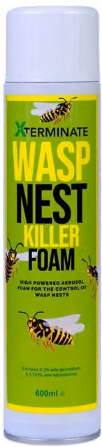 Xterminate Wasp Nest Killer Spray Foam with 5m Long Reach for Indoor and Outdoor Use, White, 2 Pack