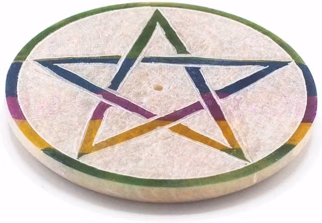 KDMD Multicolour Soapstone Disc Incense Holder, 8cm Diameter